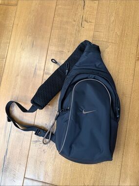Nike Essentials Sportswear Sling Bag- Black with Subtle Brown Trim- Unisex